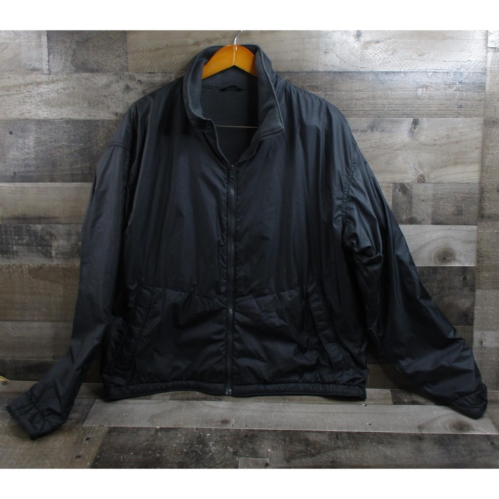 Columbia Jacket Mens XL Black Tech Interchange Reversible Fleece Full Zip Pocket